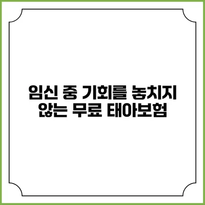 임신 중 기회를 놓치지 않는 무료 태아보험