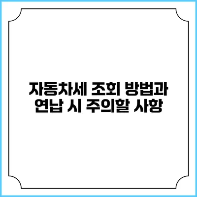 자동차세 조회 방법과 연납 시 주의할 사항