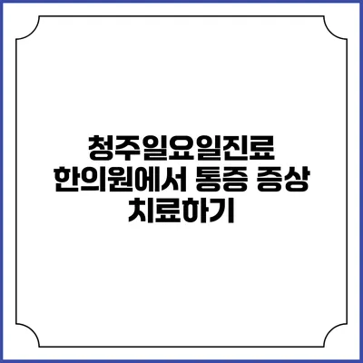 청주일요일진료 한의원에서 통증 증상 치료하기