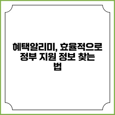 혜택알리미, 효율적으로 정부 지원 정보 찾는 법