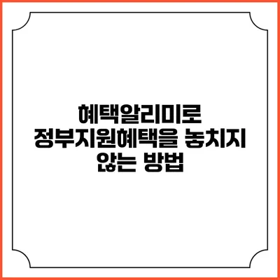 혜택알리미로 정부지원혜택을 놓치지 않는 방법