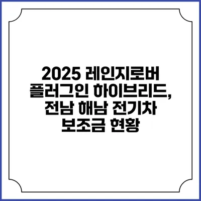 2025 레인지로버 플러그인 하이브리드, 전남 해남 전기차 보조금 현황