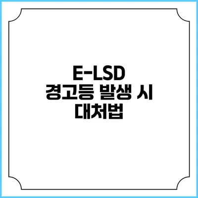 E-LSD 경고등 발생 시 대처법