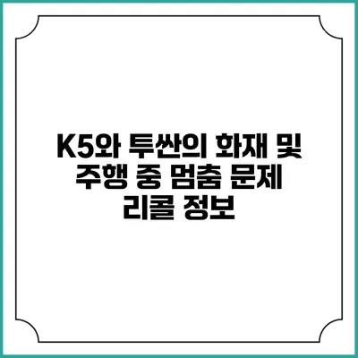 K5와 투싼의 화재 및 주행 중 멈춤 문제 리콜 정보
