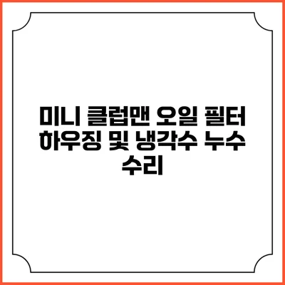 미니 클럽맨 오일 필터 하우징 및 냉각수 누수 수리