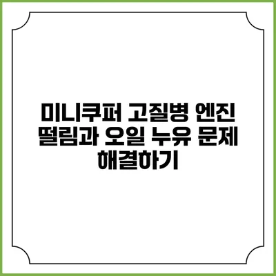 미니쿠퍼 고질병 엔진 떨림과 오일 누유 문제 해결하기