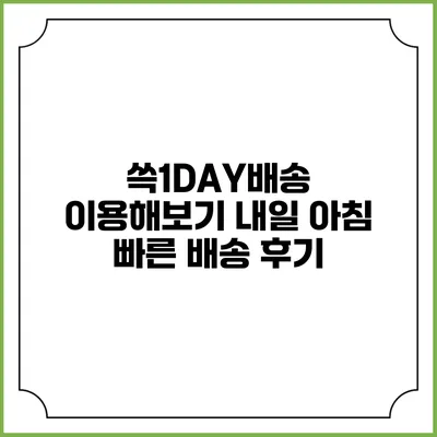 쓱1DAY배송 이용해보기 내일 아침 빠른 배송 후기