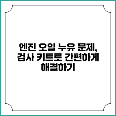 엔진 오일 누유 문제, 검사 키트로 간편하게 해결하기
