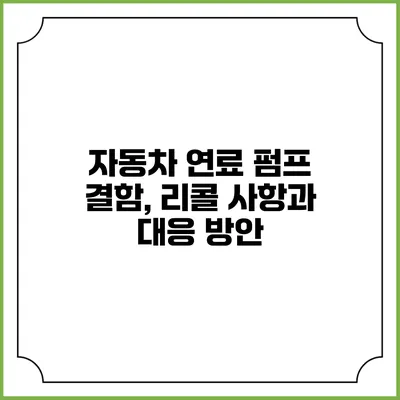 자동차 연료 펌프 결함, 리콜 사항과 대응 방안
