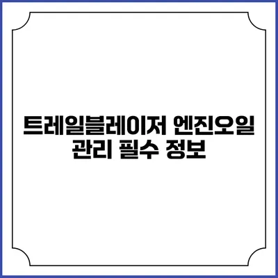 트레일블레이저 엔진오일 관리 필수 정보