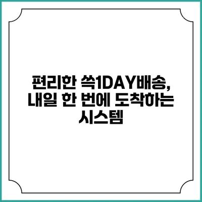 편리한 쓱1DAY배송, 내일 한 번에 도착하는 시스템